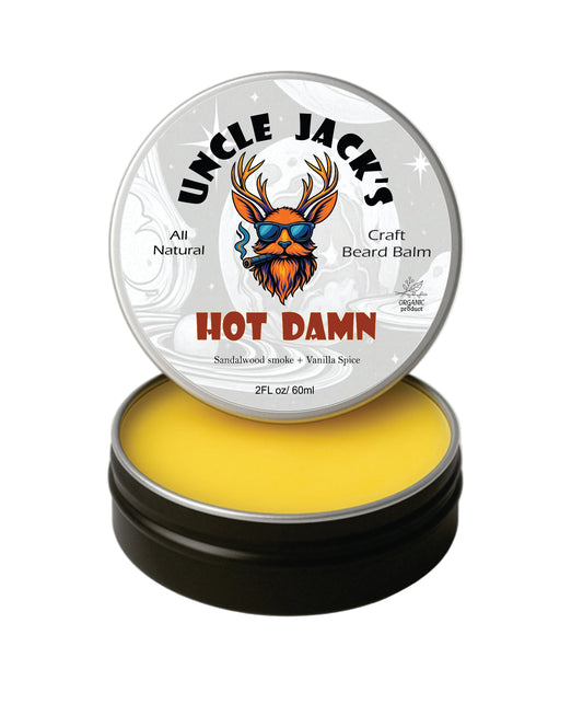 Hot Damn Beard Balm by Uncle Jack's - sandalwood smoke + vanilla spice