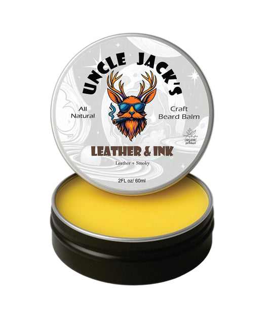 Leather and Ink Beard Balm by Uncle Jack's - Leather & Smoky Undertones