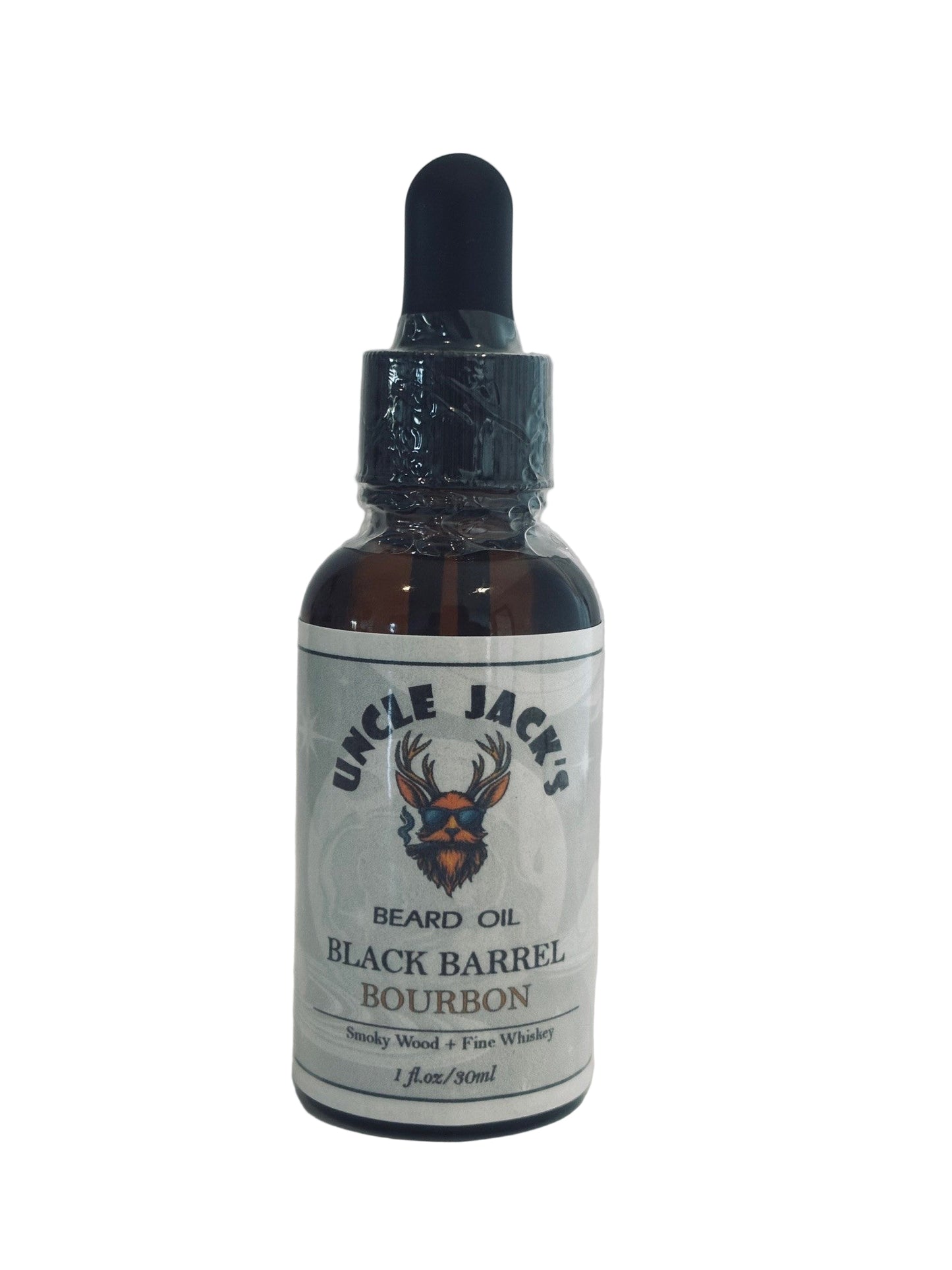 Black Barrel Bourbon Beard Oil by Uncle Jack's - Smoky wood + Fine Whiskey